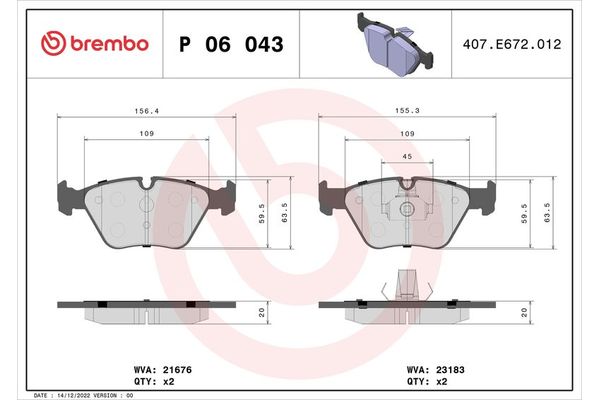 Fren Disk Balata Ön BMW 3 Serisi Sedan (E46)(1998->)  BREMBO P 06 043X