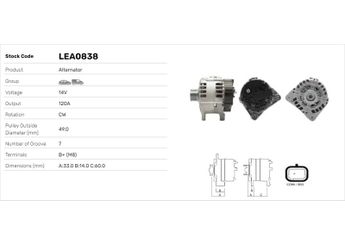 Alternatör  LUCAS ELEKTRIK LEA0838  7711368619 8200140674 8200410674 8200667611