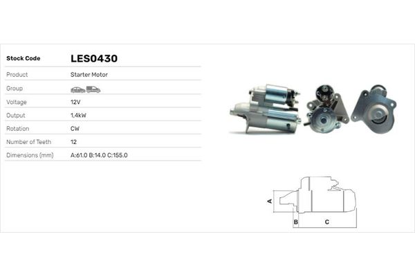 Marş Dinamosu  Mazda 2 Sedan (DE)(06.2007->)  LUCAS ELEKTRIK LES0430