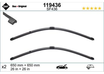 Silecek Süpürgesi Ön  650/650 mm - 26/26 inç SWF 119436  7L0998002 95562893903 7L0955235B 7L0955425L 955 628 939 03
