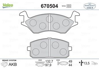 Fren Disk Balata Ön VALEO 670504  446510180 446510170 04465-10170 04465-10180 449110030 04491-10030 449110040 04491-10040 449110041 04491-10041 449110042 04491-10042 449116010 04491-16010 449116011 04491-16011