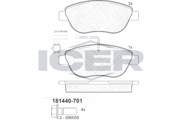 Fren Disk Balata Ön Opel Combo D (10.2011->)  KALE BALATA 23600 190 14 ANS