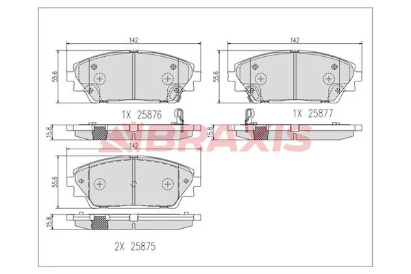 Fren Disk Balata Ön Mazda 3 Sedan (BM/BN)(07.2013->)  BRAXIS AA0671
