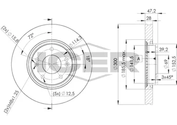 Fren Disk Ayna Ön Sağ ve Sol FERODO DDF1795  517122L500 517123V000 51712A6600 51712M0500 517121M500 S517122L500 51712-2L500