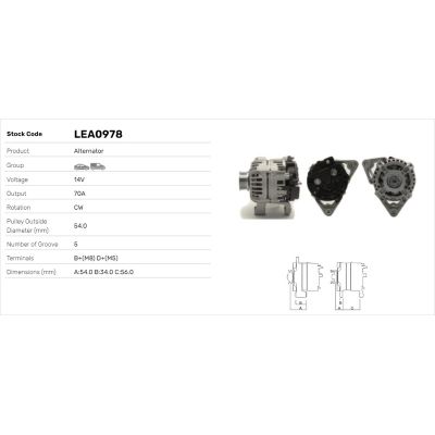 Alternatör  Opel Corsa B (03.1997->)  LUCAS ELEKTRIK LEA0978