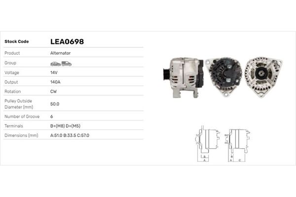 Alternatör  LUCAS ELEKTRIK LEA0698