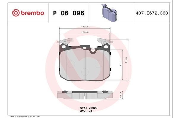 Fren Disk Balata Ön BMW 3 Serisi Sedan (F30N)(09.2015->)  BREMBO P 06 096