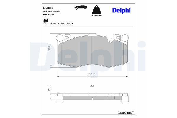 Fren Disk Balata Ön BMW X6 M Serisi (F86)(2015->)  DELPHI LP3868