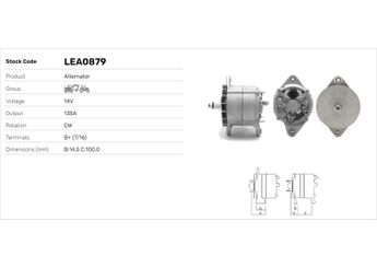 Alternatör  LUCAS ELEKTRIK LEA0879  125849A1 125849A1R 202360T91 84136137 91448C2 605576460 F123188 RE36268 TY6773 TY6795 120468055 82039013 86994128 87774252