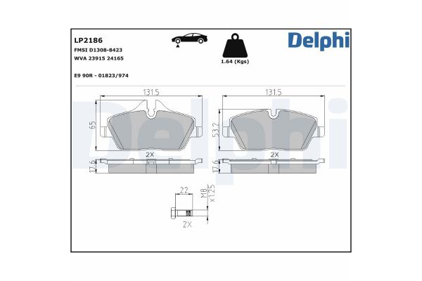 Fren Disk Balata Ön MINI Mini 3-Kapı (F56) / Mini Elektrik (2013->)  DELPHI LP2186