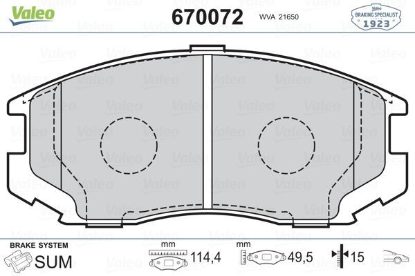 Fren Disk Balata Ön Daihatsu Terios (J2...)(2006->2013)  VALEO 670072