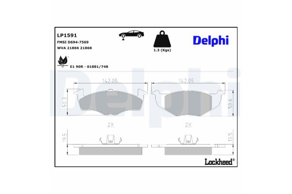 Fren Disk Balata Ön Volkswagen Polo III Classic (6V2)(10.1995->2002)  DELPHI LP1591