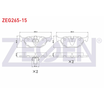 Fren Disk Balata Arka BMW 5 Serisi Touring (E39)(1997->)  ZEGEN ZEG265-15