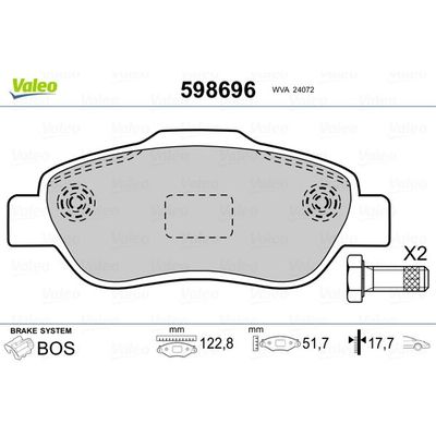 Fren Disk Balata Ön Fiat Panda (169)(09.2003->)  VALEO 598696