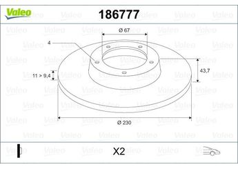 Fren Disk Ayna Ön Sağ ve Sol VALEO 186777  5171202000 51712-02000 5171202100 51712-02100