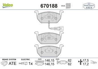 Fren Disk Balata Ön VALEO 670188  5Q0698151C 5Q0698151T JZW698151AS