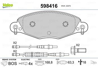 Fren Disk Balata Ön VALEO 598416  425216 425249 425289 4252-16 4252-49 4252-89