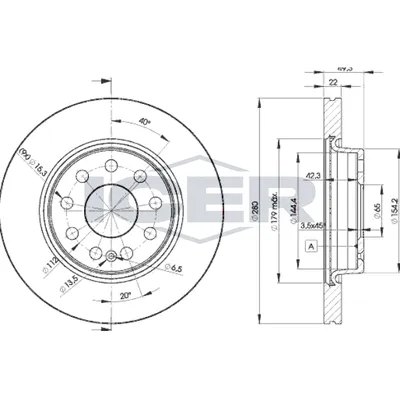 Fren Disk Ayna Ön Sağ ve Sol Volkswagen Jetta V (1K2)(08.2005->2010)  AYD 50162