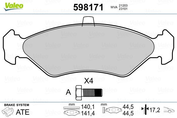 Fren Disk Balata Ön Ford Fiesta (DX)(2000->)  VALEO 598171