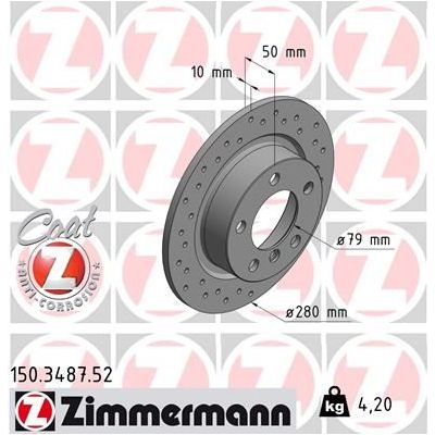 Fren Disk Ayna Arka Sağ ve Sol MINI Countryman (R60)(2010->2016)  ZIMMERMANN 150.3487.52