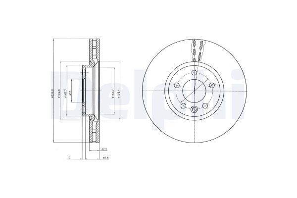 Fren Disk Ayna Ön Sağ ve Sol Volkswagen T6.1 Transporter P.Van (SH)(07.2019->2024)  DELPHI BG9106