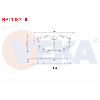 Fren Disk Balata Arka Renault Fluence (10.2009->)  VEKA BP11387-00