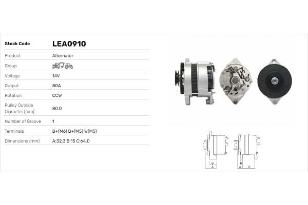 Alternatör  LUCAS ELEKTRIK LEA0910