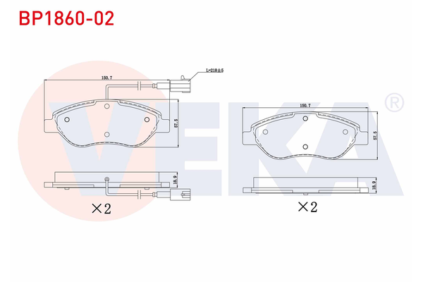 Fren Disk Balata Ön Alfa Romeo MiTo (145)(2008->)  VEKA BP1860-02