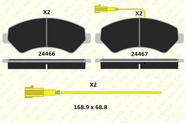 Fren Disk Balata Ön Peugeot Boxer (330/333/335) P.Van (H2) Aks:3000mm (2010->)  KALE BALATA 24467 190 05