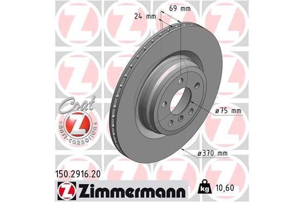 Fren Disk Ayna Arka Sağ ve Sol BMW 7 Serisi (F01/F02/F04)(01.2009->)  ZIMMERMANN 150.2916.20