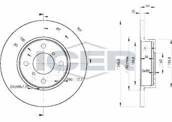 Fren Disk Ayna Ön Sağ ve Sol MGA 50709  4700711 47 00 711 5531183E00 55311-83E00 9193872 91 938 72