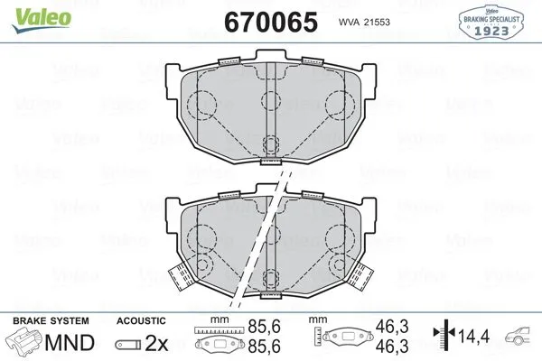 Fren Disk Balata Arka Nissan Maxima (J30)(12.1988->)  VALEO 670065