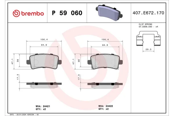 Fren Disk Balata Arka Opel Insignia A Sports Tourer (10.2008->)  BREMBO P 59 060