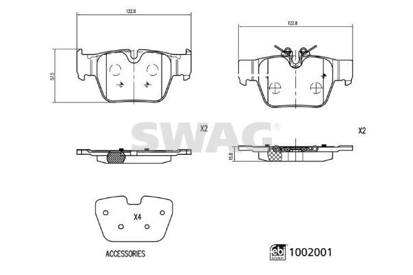 Fren Disk Balata Arka BMW 2 Serisi Gran Coupe (F44)(2019->)  SWAG 33 11 4156