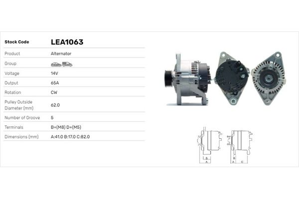 Alternatör  Fiat Strada (278)(1999->)  LUCAS ELEKTRIK LEA1063