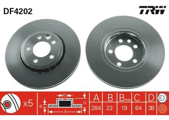 Fren Disk Ayna Ön Sağ ve Sol TRW DF4202  SDB100940 SDB000880 SDB 000880 10002711 10002710 SDB 100940 GBD90844