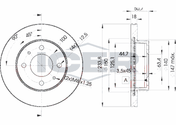 Fren Disk Ayna Ön Sağ ve Sol MGA 50243  5171202551 5171202550 51712-02550 51712-02551