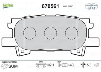 Fren Disk Balata Arka VALEO 670561  446648090 446648030 04466-48030 446648040 04466-48040 446648060 04466-48060 04466-48090 0446648090