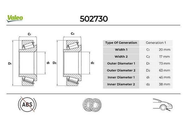 Teker Rulmanı Ön Sağ veya Sol Mitsubishi Pajero Sport (K90)(1999->)  VALEO 502730