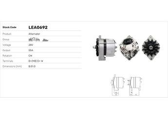 Alternatör  LUCAS ELEKTRIK LEA0692  A187916 AR187916 P941518P P941542 PO9415420 Q941542 3020678 3284392 3911249 3920678 3939028 71431500 714-31500 714/31500 AL12148 AT161324 RE537146 SE501835 TY24322 TY6774 191198302 0191198302 191232602 0191232602