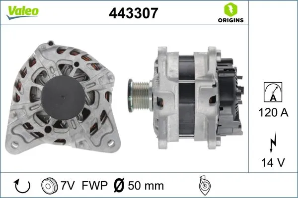 Alternatör  Renault Captur II (01.2020->)  VALEO 443307