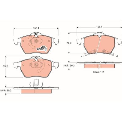 Fren Disk Balata Ön Saab 900 5 Kapı (1994->)  TRW GDB1342