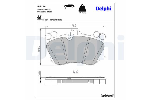 Fren Disk Balata Ön Volkswagen Phaeton (3D4/3D6)(11.2008->2010)  DELPHI LP2116