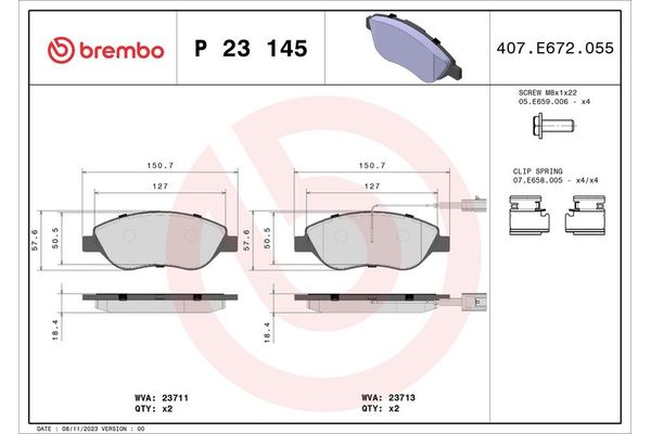 Fren Disk Balata Ön Abarth Stilo (192)(2001->)  BREMBO P 23 145