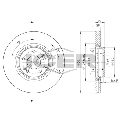Fren Disk Ayna Ön Sağ ve Sol Hyundai Santa Fe (TM)(10.2020->)  AYD 50343