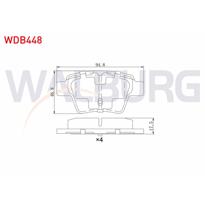Fren Disk Balata Arka Peugeot 307 (S2)(06.2005->)  WALBURG WDB448