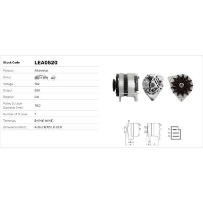 Alternatör  LUCAS ELEKTRIK LEA0520