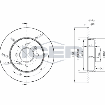 Fren Disk Ayna Arka Sağ ve Sol Renault Laguna (B56)(04.1994->)  MGA 50145