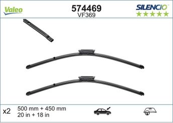 Silecek Süpürgesi Ön  500/450 mm - 20/18 inç VALEO 574469  288901286R 7711224584 288903431R 288904292R 28 89 034 31R