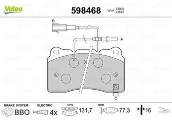 Fren Disk Balata Ön VALEO 598468  E172300 425460 4254-60 425207 4252-07 425254 4252-54
